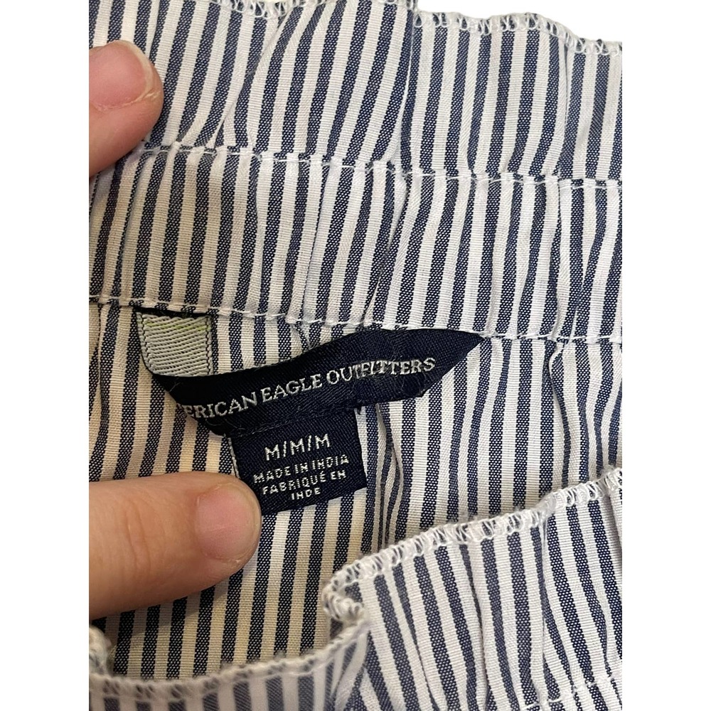 American Eagle Woven Striped Off The shoulder Flowy Top Ties Sleeve Medium Women - Picture 2 of 7